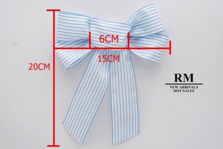 White and Blue 5 Loops 2 short tail Ribbon Bow_BW637-W508E-2